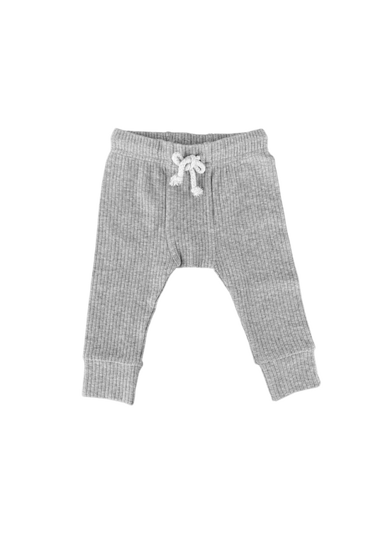 RIBBED LOUNGE PANT IN HEATHERED GRAY