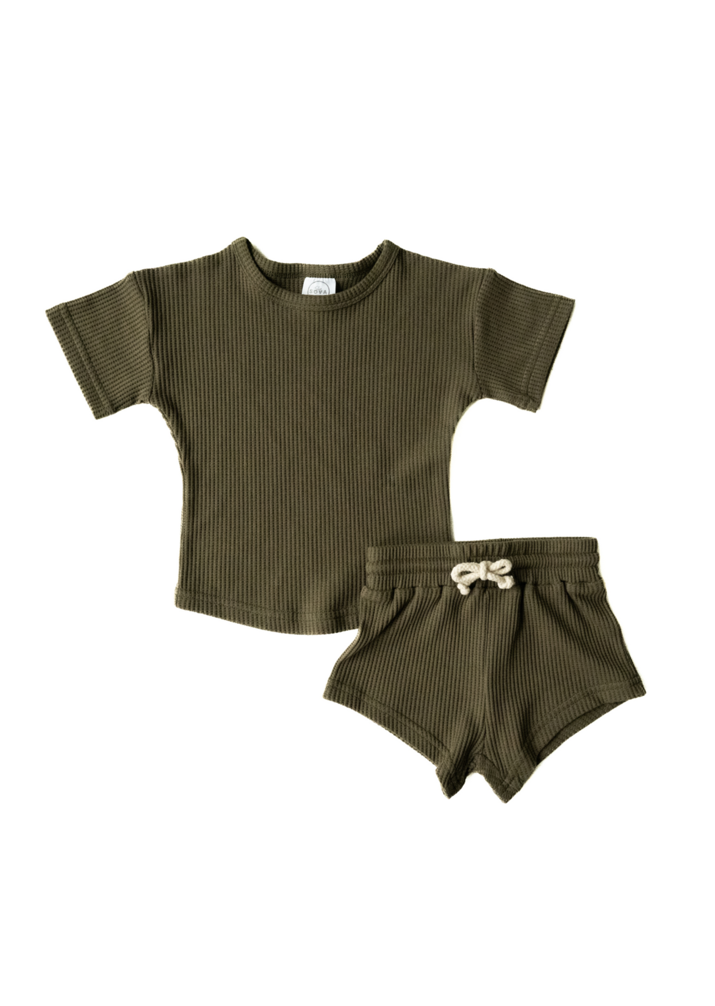 WAFFLE SHORTIE SET IN OLIVE