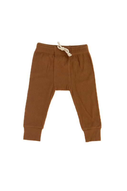 RIBBED LOUNGE PANT IN RUST