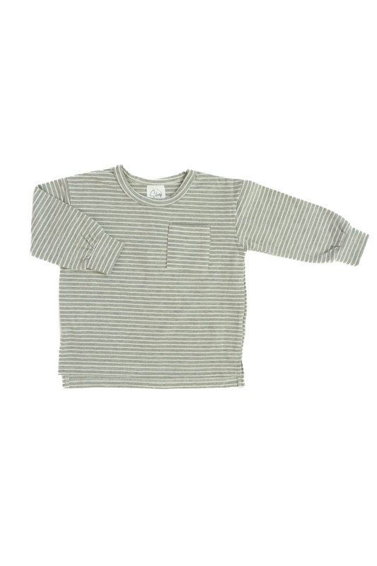 STRIPED LONG SLEEVE POCKET TEE