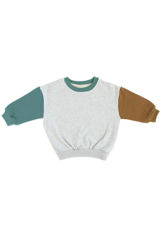 COLOR BLOCK CREWNECK IN JADE