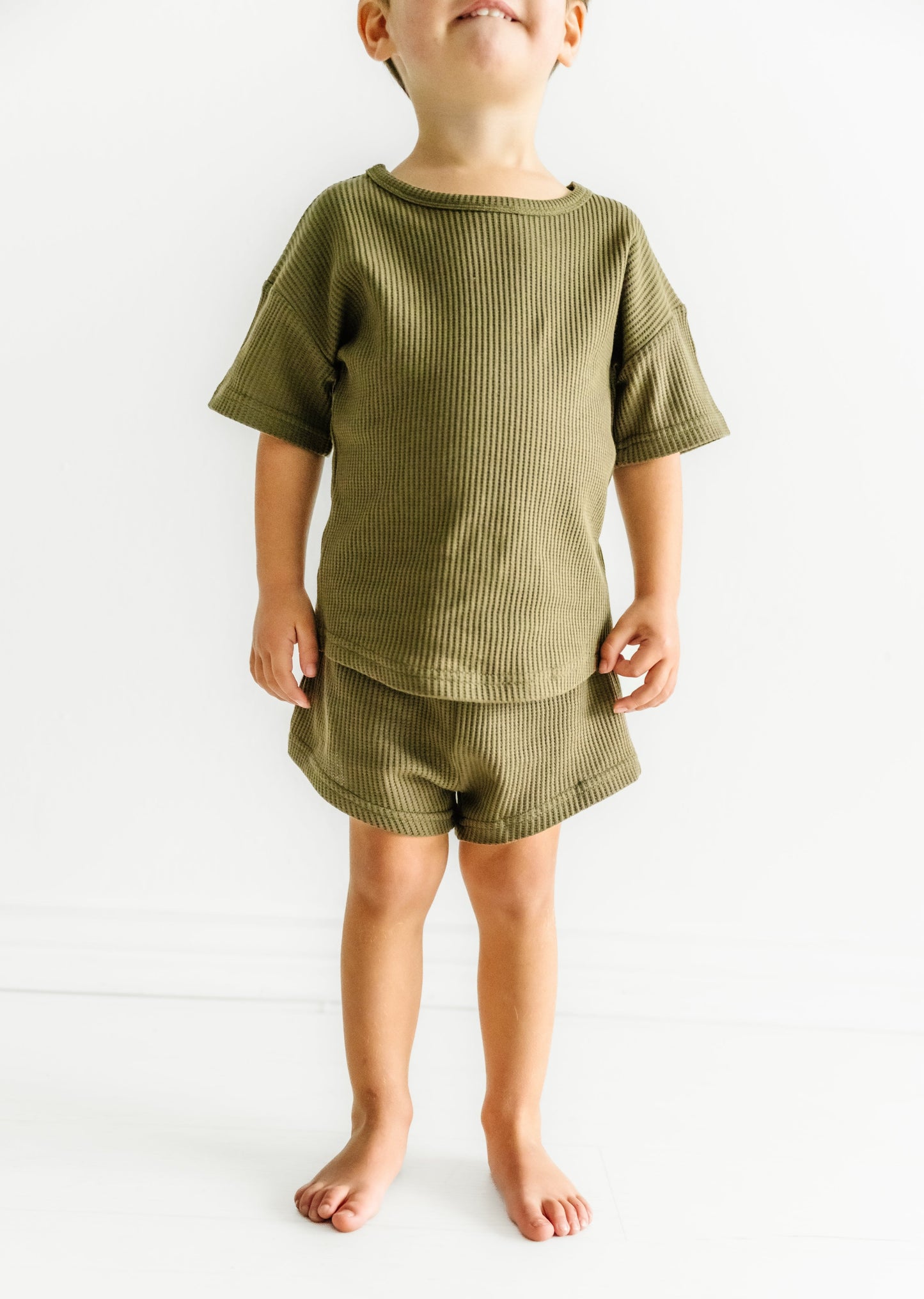 WAFFLE SHORTIE SET IN OLIVE