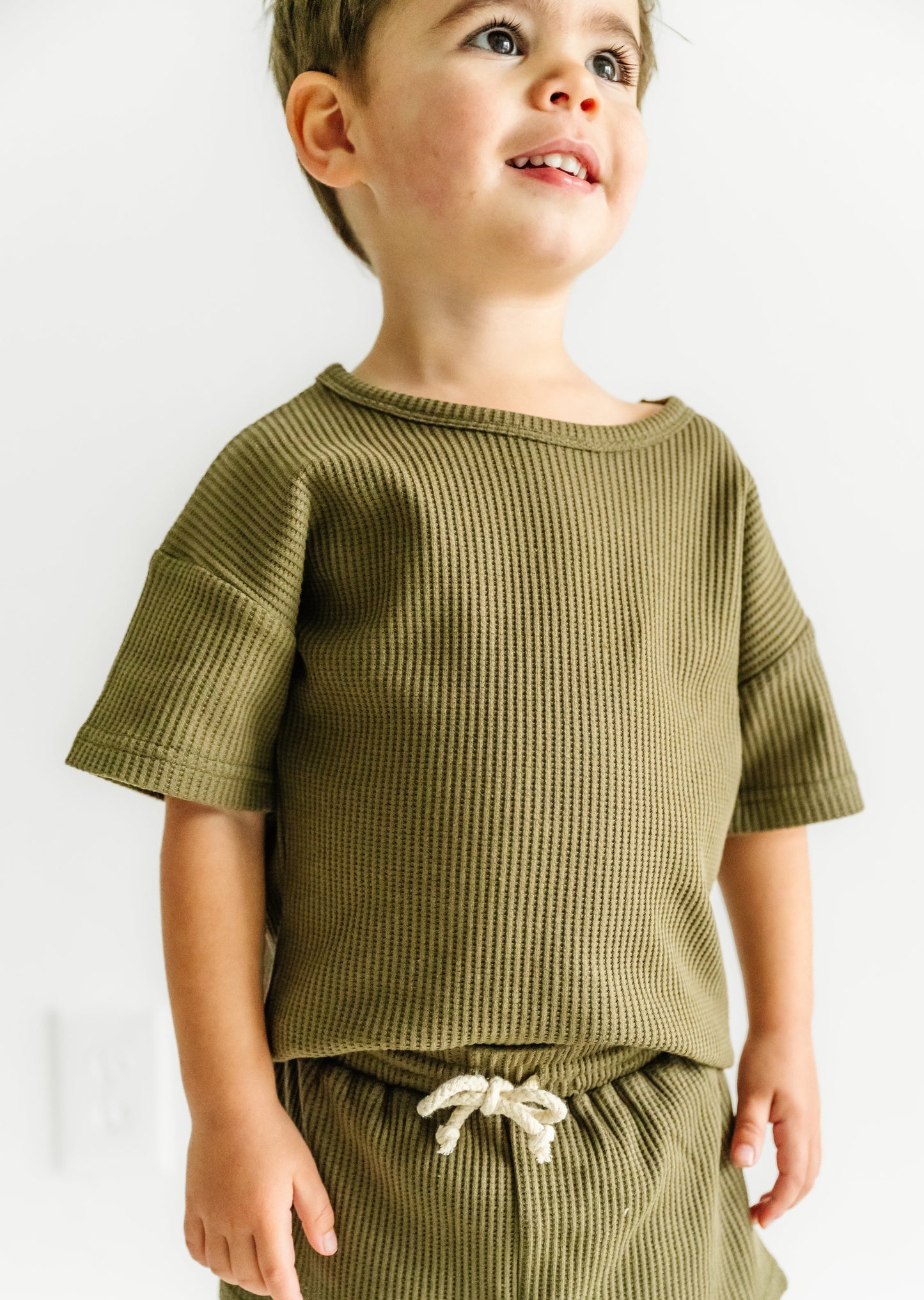 WAFFLE SHORTIE SET IN OLIVE
