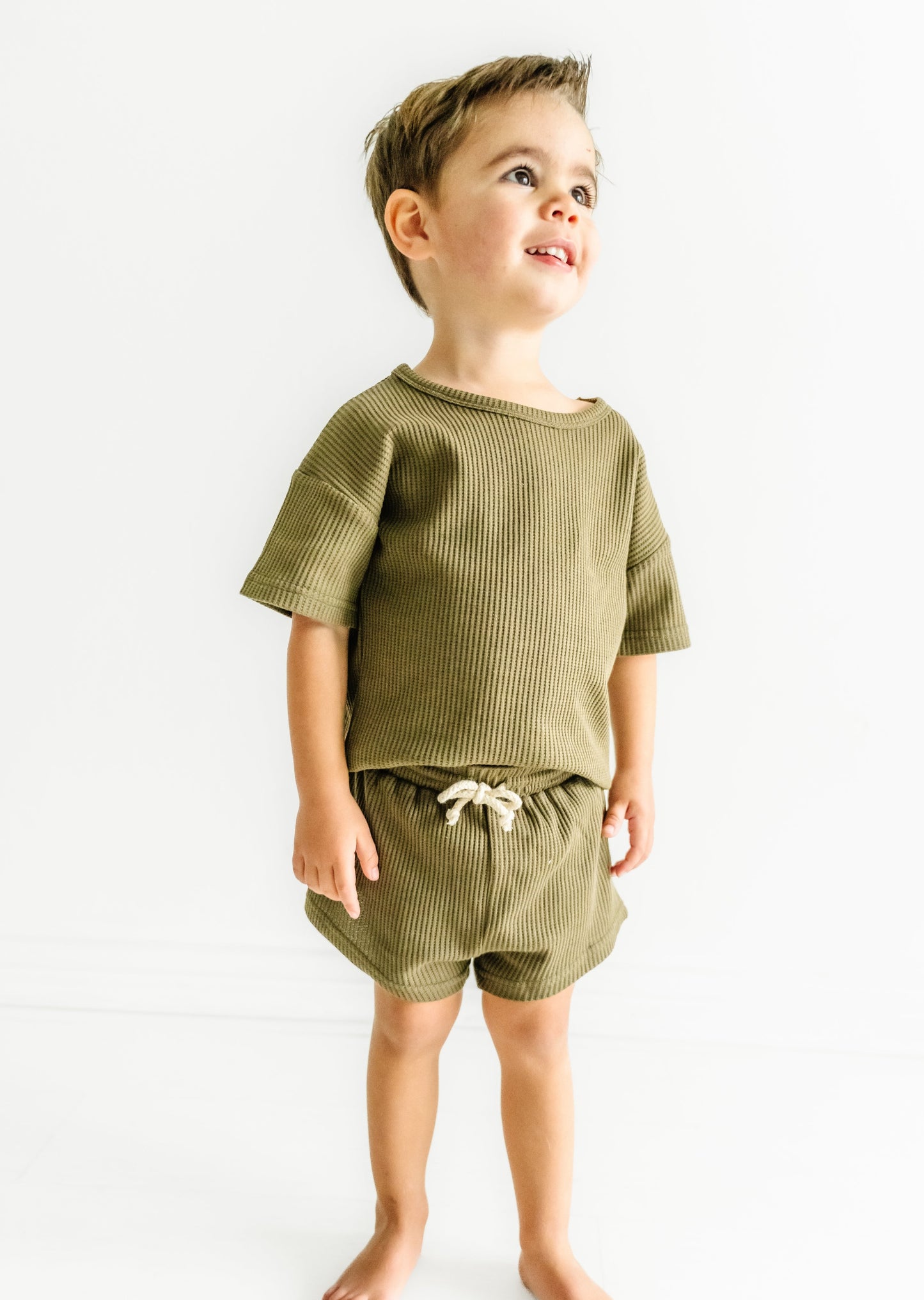WAFFLE SHORTIE SET IN OLIVE