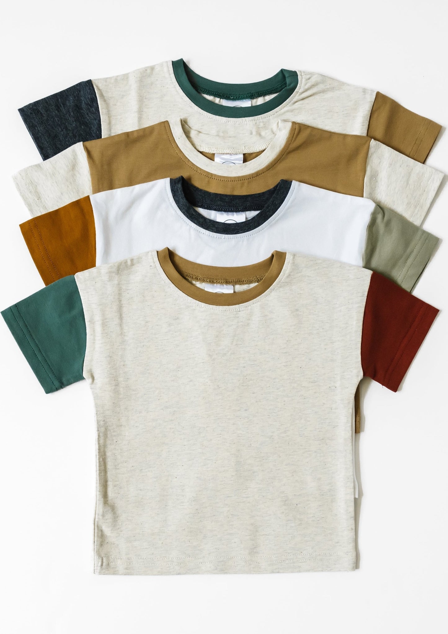 COLOR BLOCK TEE IN HEATHERED GRAY/CAMEL