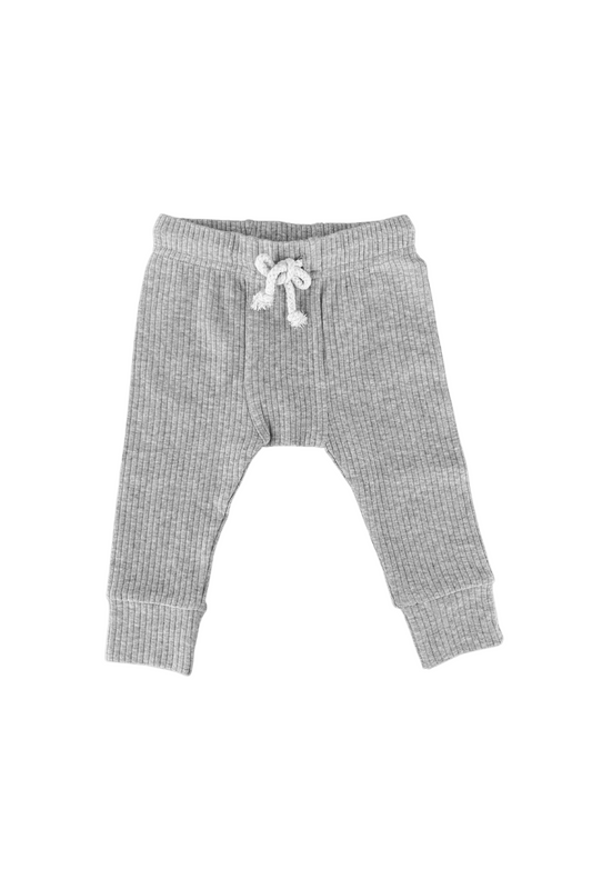 RIBBED LOUNGE PANT IN HEATHERED GRAY