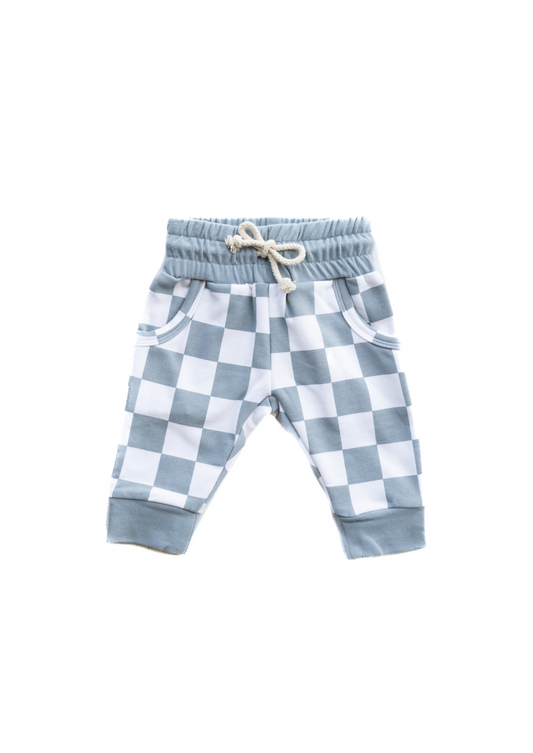 ULTIMATE CHECK JOGGER IN BABY BLUE