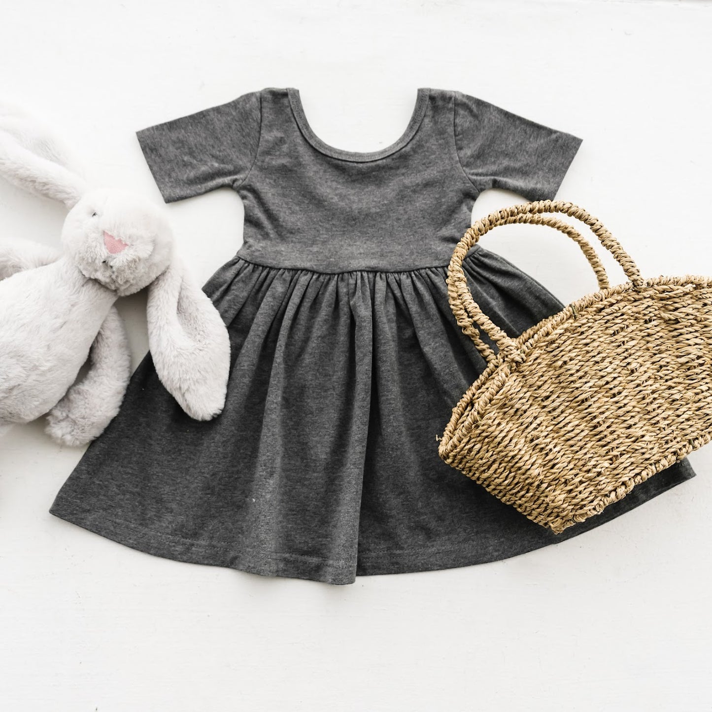 PLAY DRESS IN HEATHERED CHARCOAL