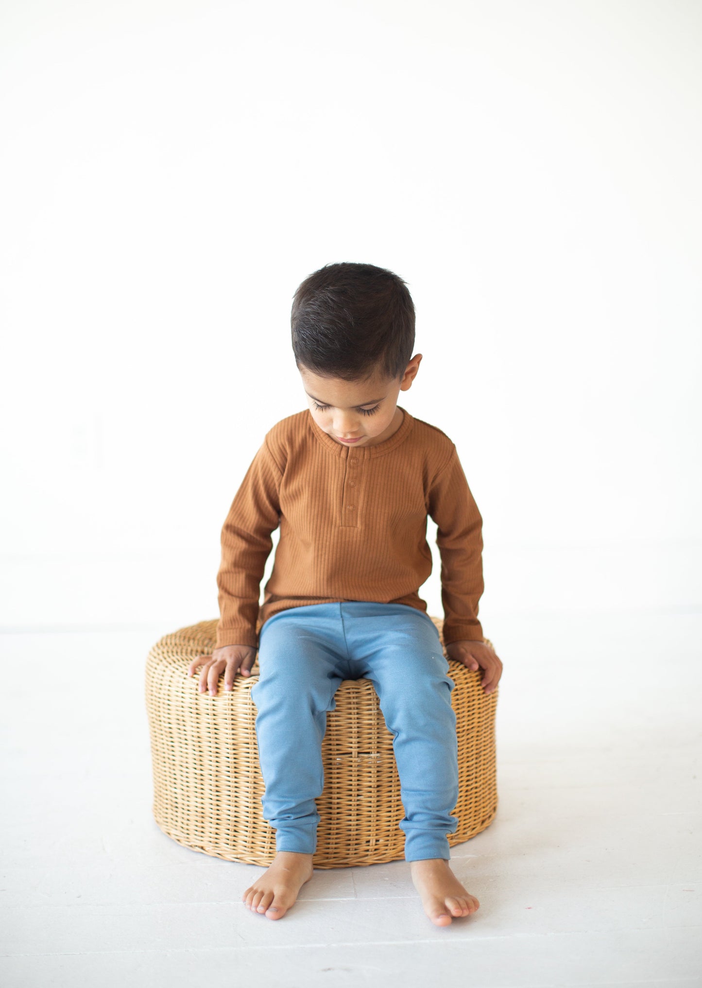 RIBBED HENLEY IN RUST