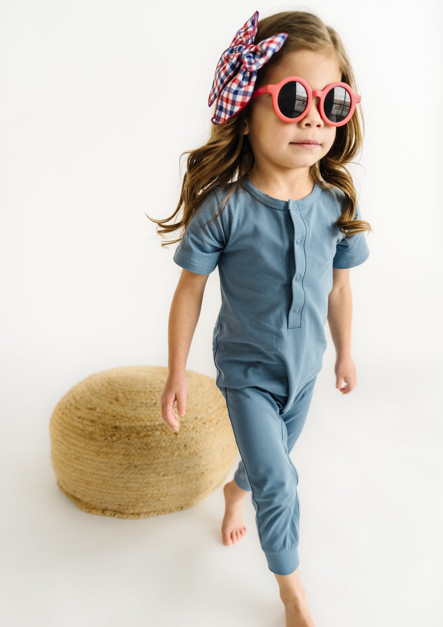 SHORT SLEEVE ROMPER IN BLUE