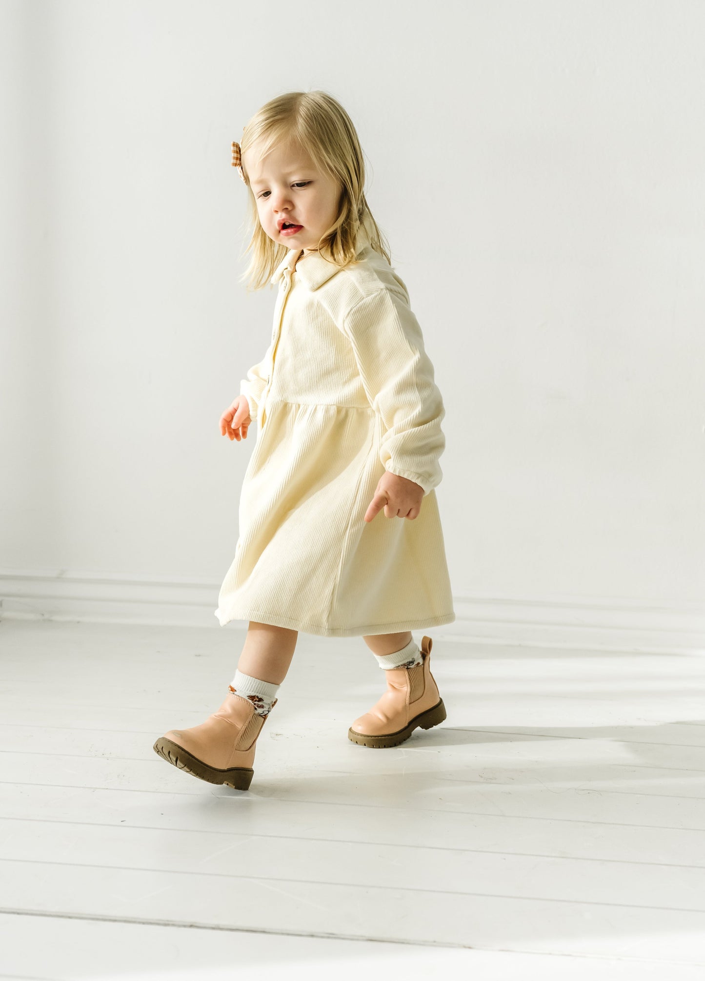 CORDUROY DRESS IN BUTTERMILK