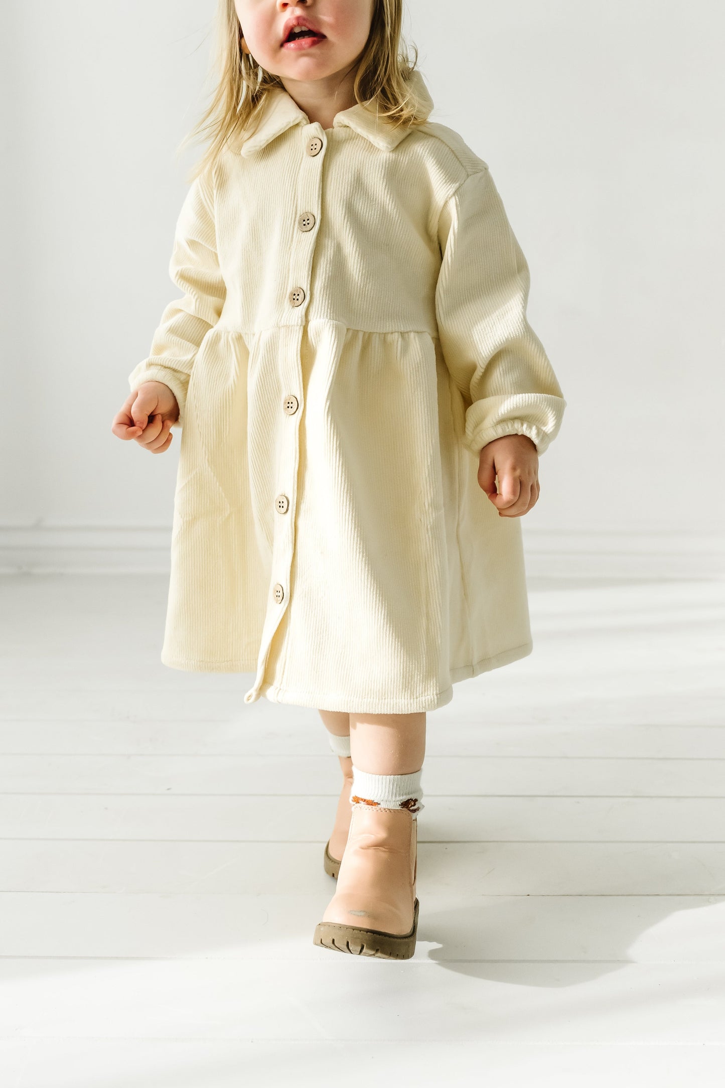 CORDUROY DRESS IN BUTTERMILK