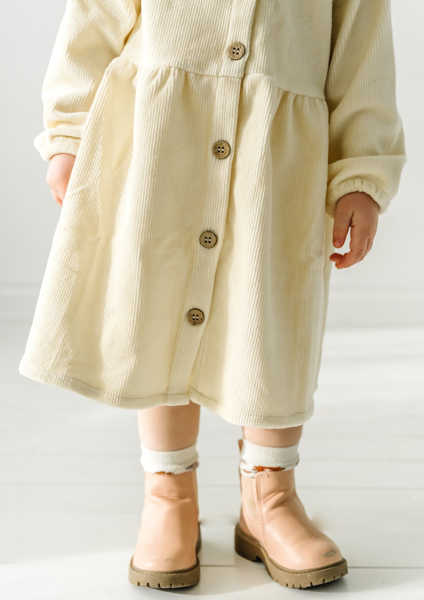 CORDUROY DRESS IN BUTTERMILK